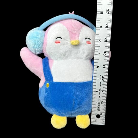 Pud Gy Pink Penguin Blue Earmuffs Plush Soft Toy Stuffed Animal - Picture 2 of 7